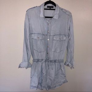 Sanctuary Roll Sleeve Chambray Romper